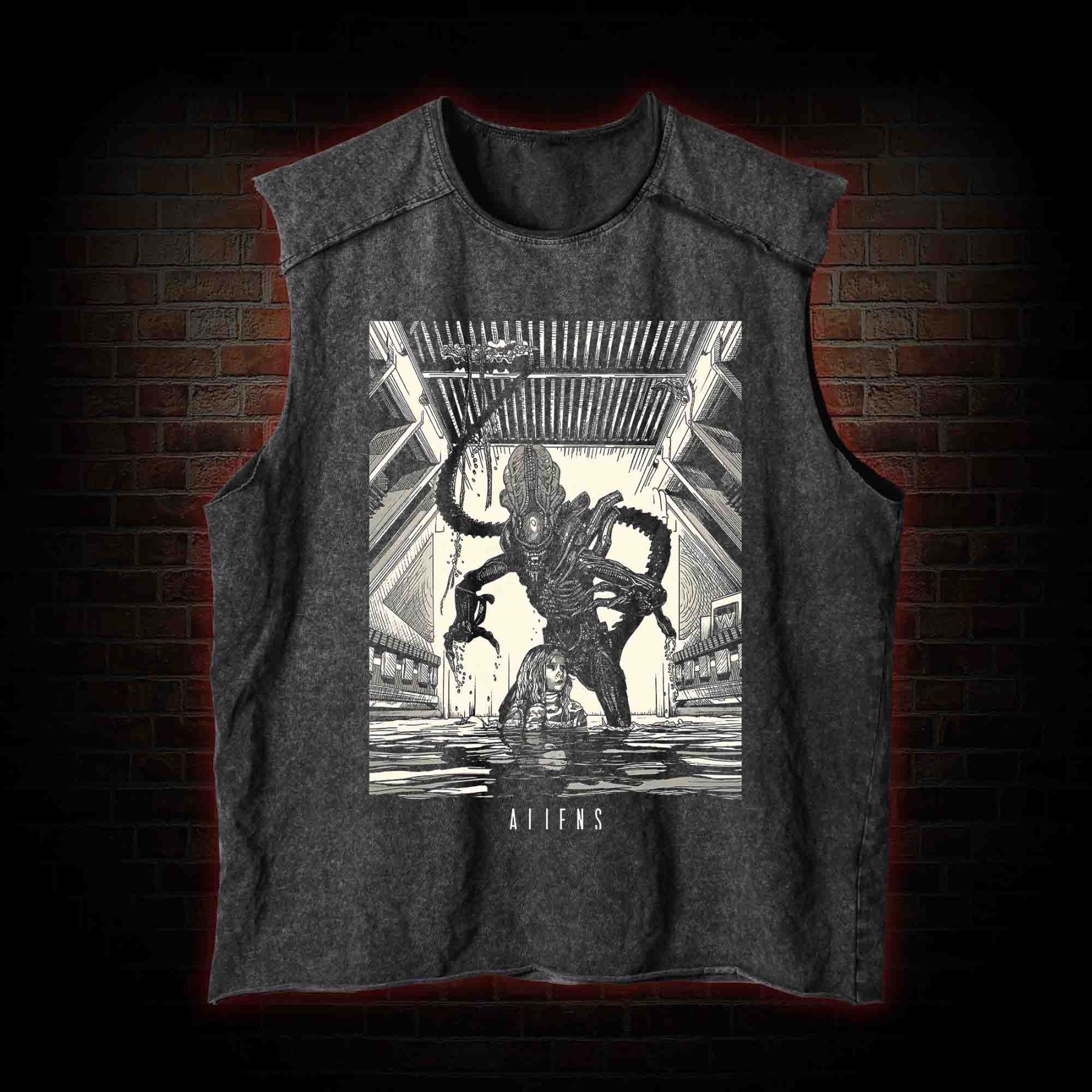 Retro Alien Vintage Washed Tank Top