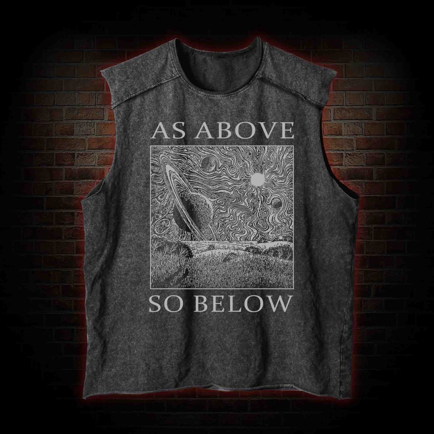 Retro As Above So Below Vintage Washed Tank Top