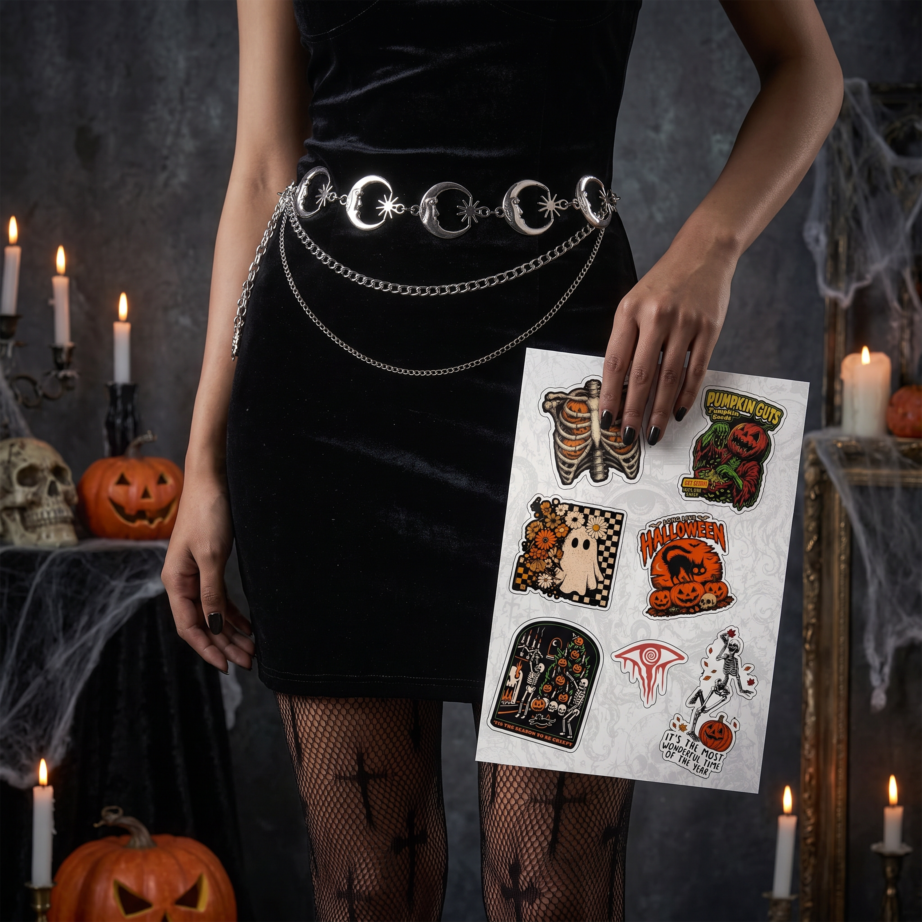 Net Tights & Waist Chain & Halloween Sticker(A5 Hole Page)