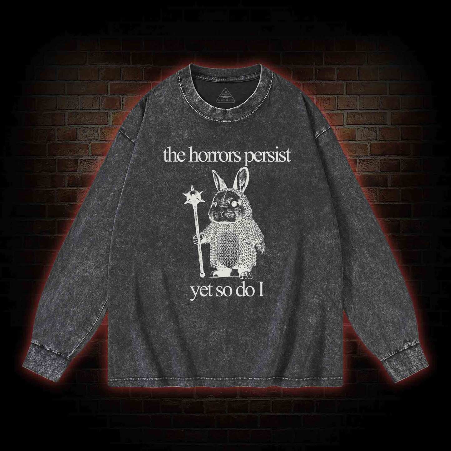 The Horrors Persist But So Do I Cute Bunny Washed Long-Sleeve T-shirt