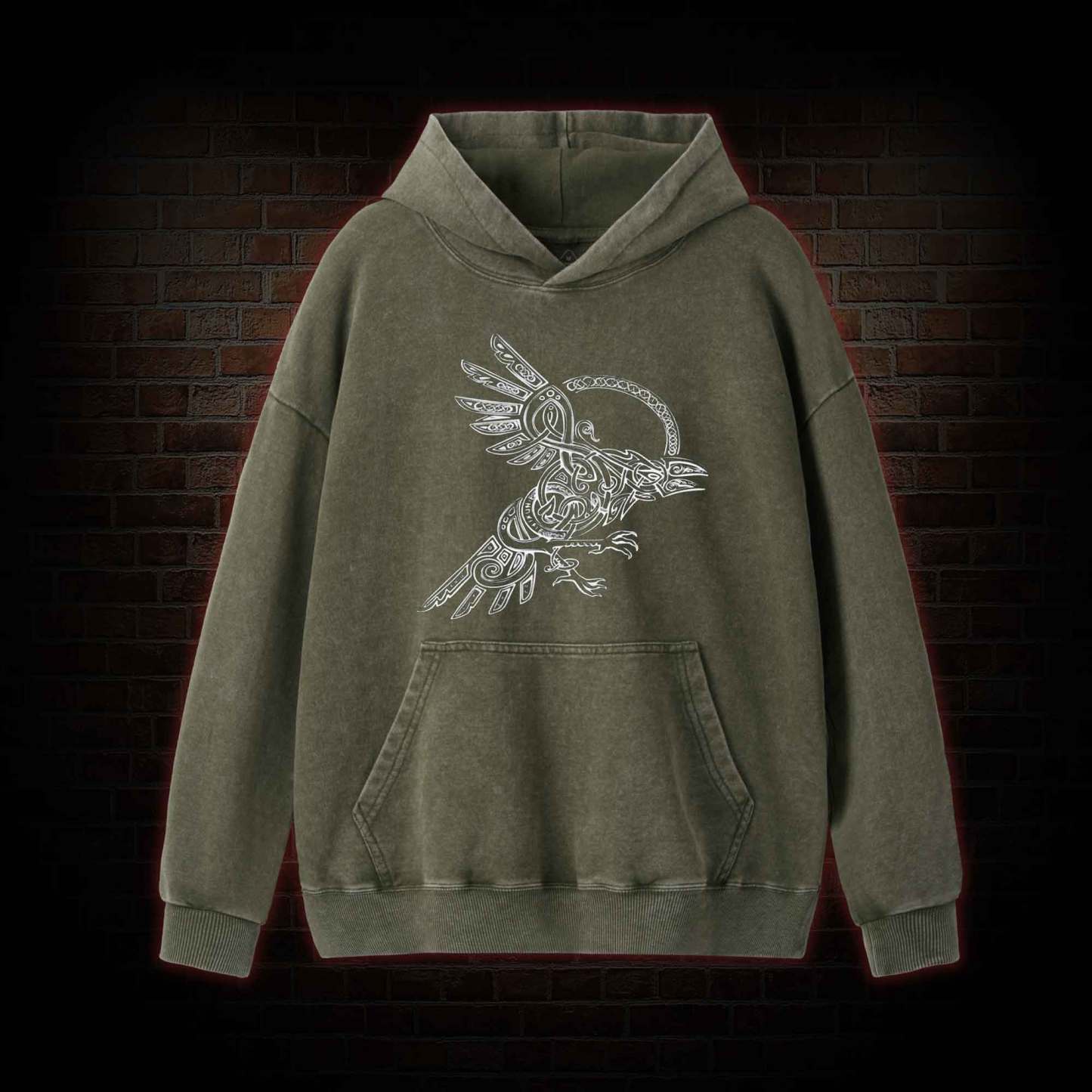 Viking Raven Washed Hoodie