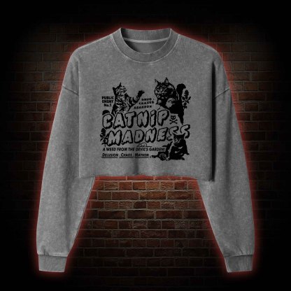 Catnip Madness Washed Cropped Sweatshirts