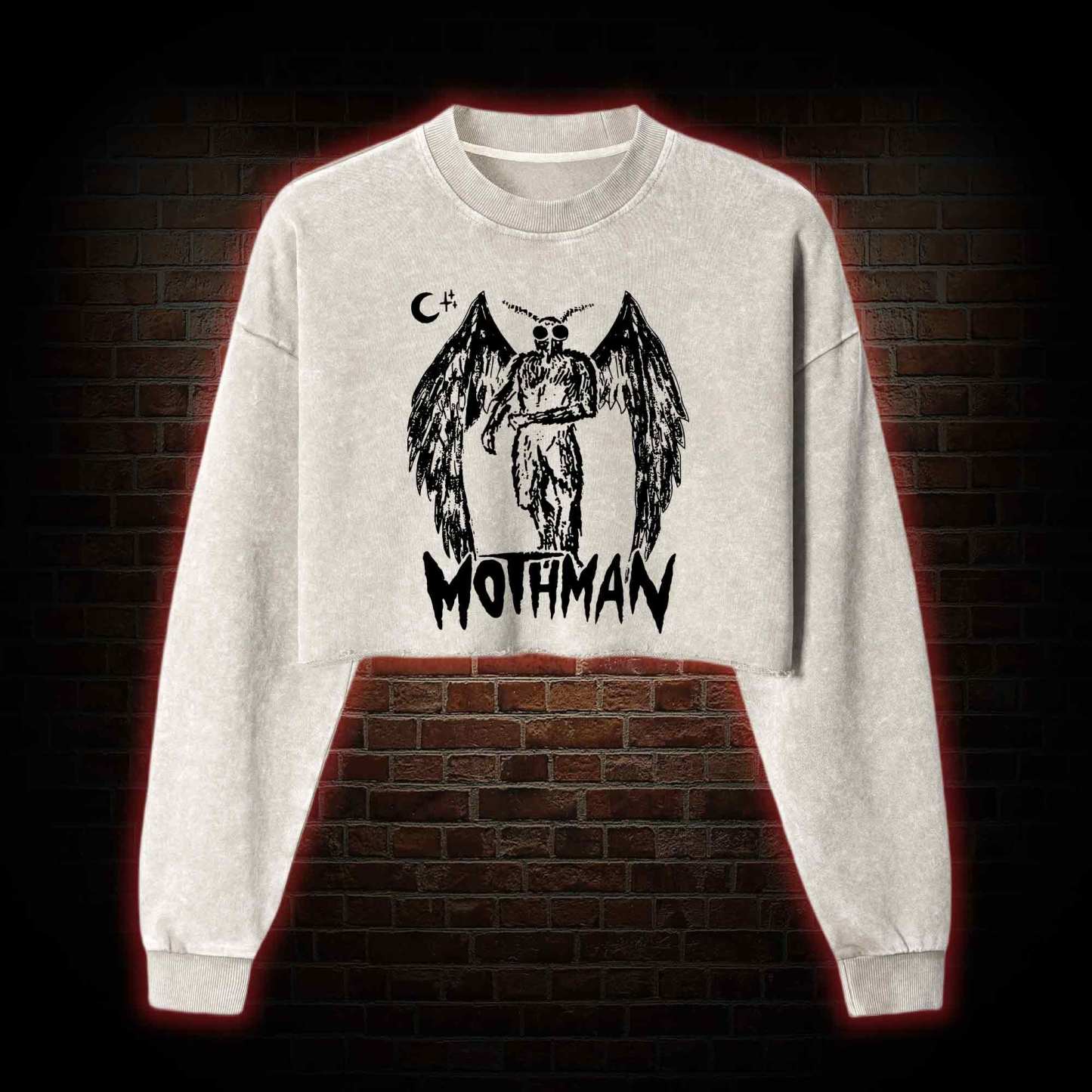 Mothman Washed Cropped Sweatshirts