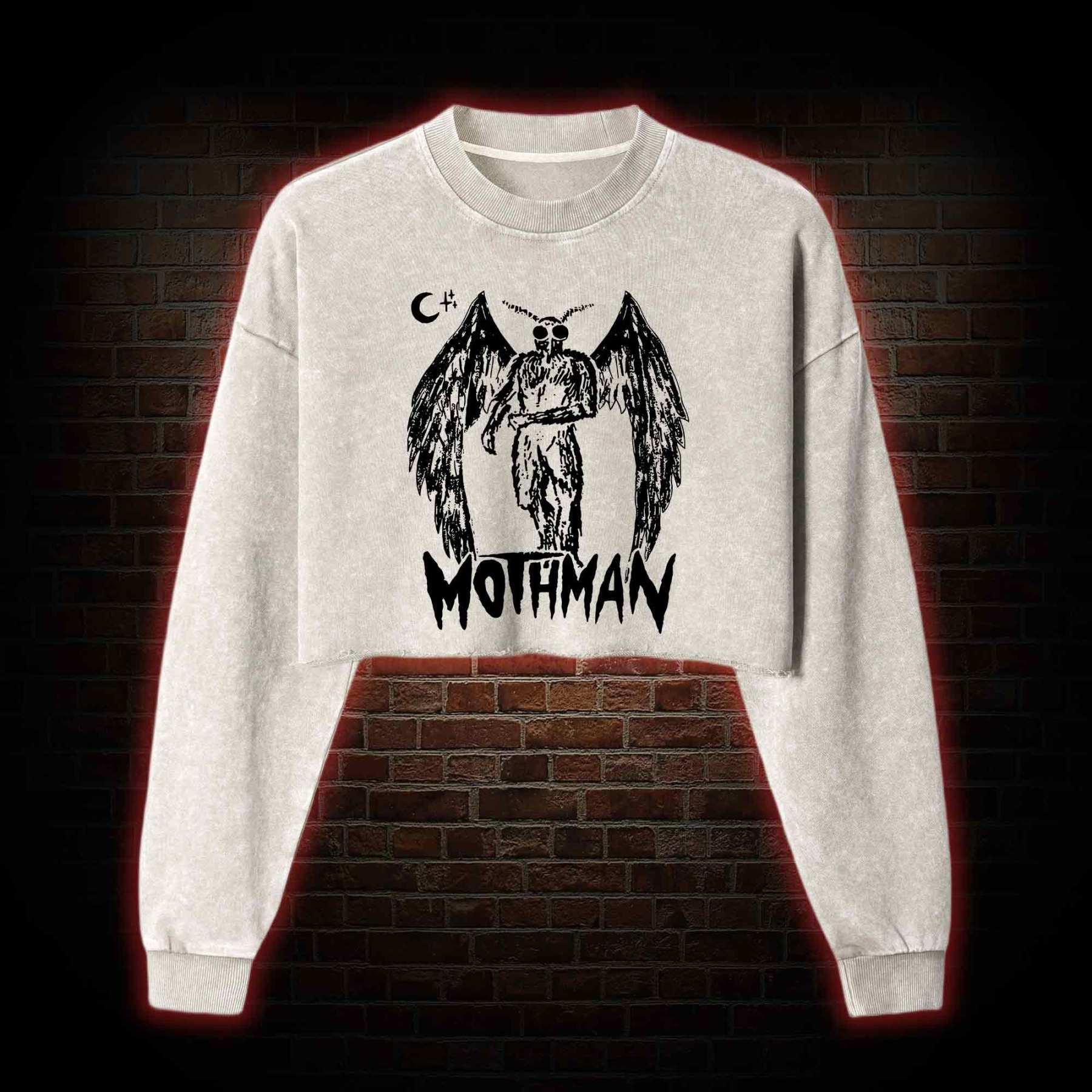 Mothman Washed Cropped Sweatshirts