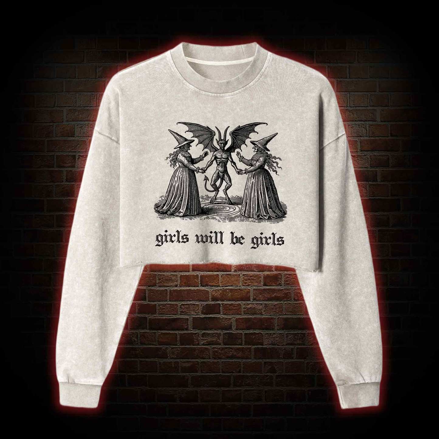 Girls Will Be Girls Washed Cropped Sweatshirts