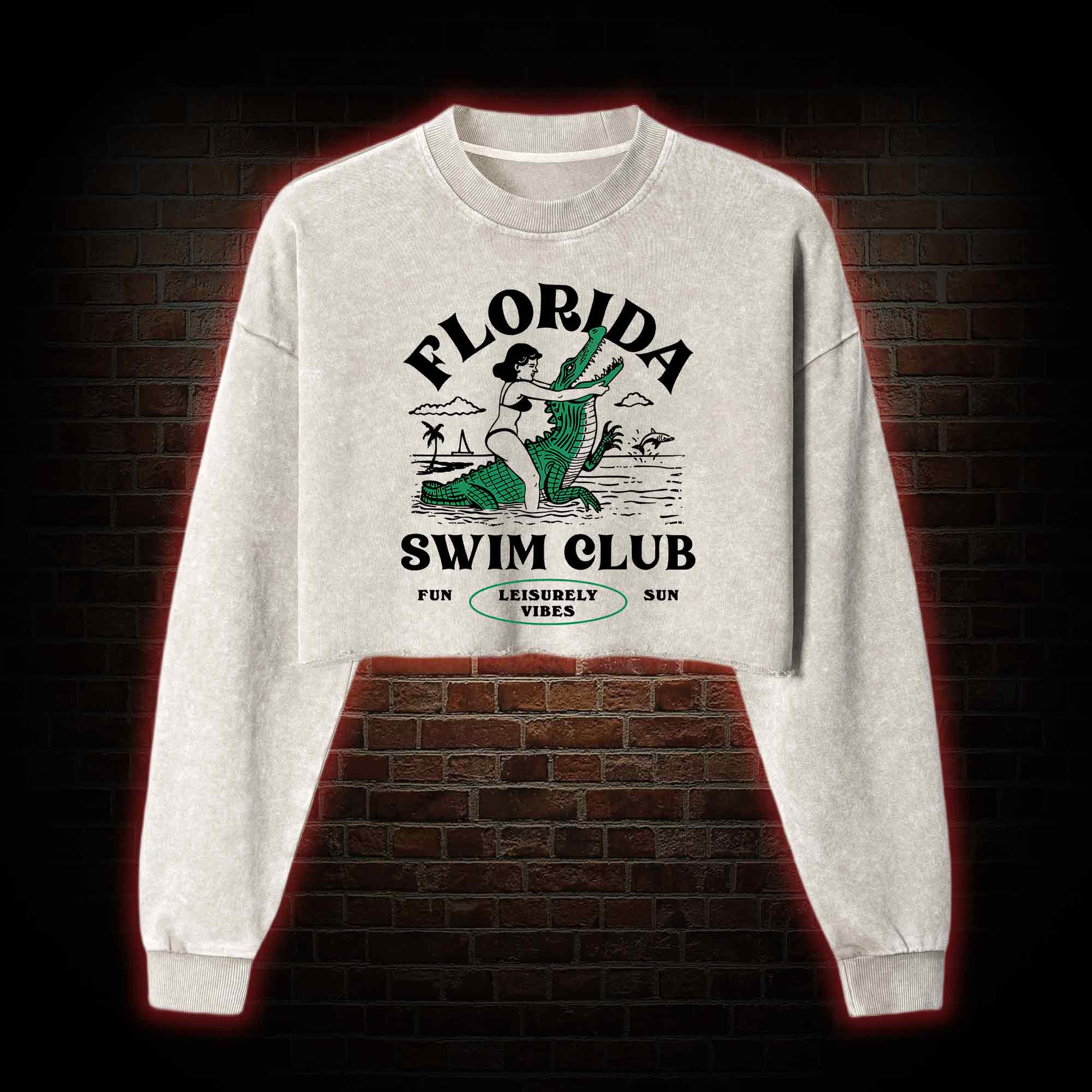 Florida Swim Club Washed Cropped Sweatshirts
