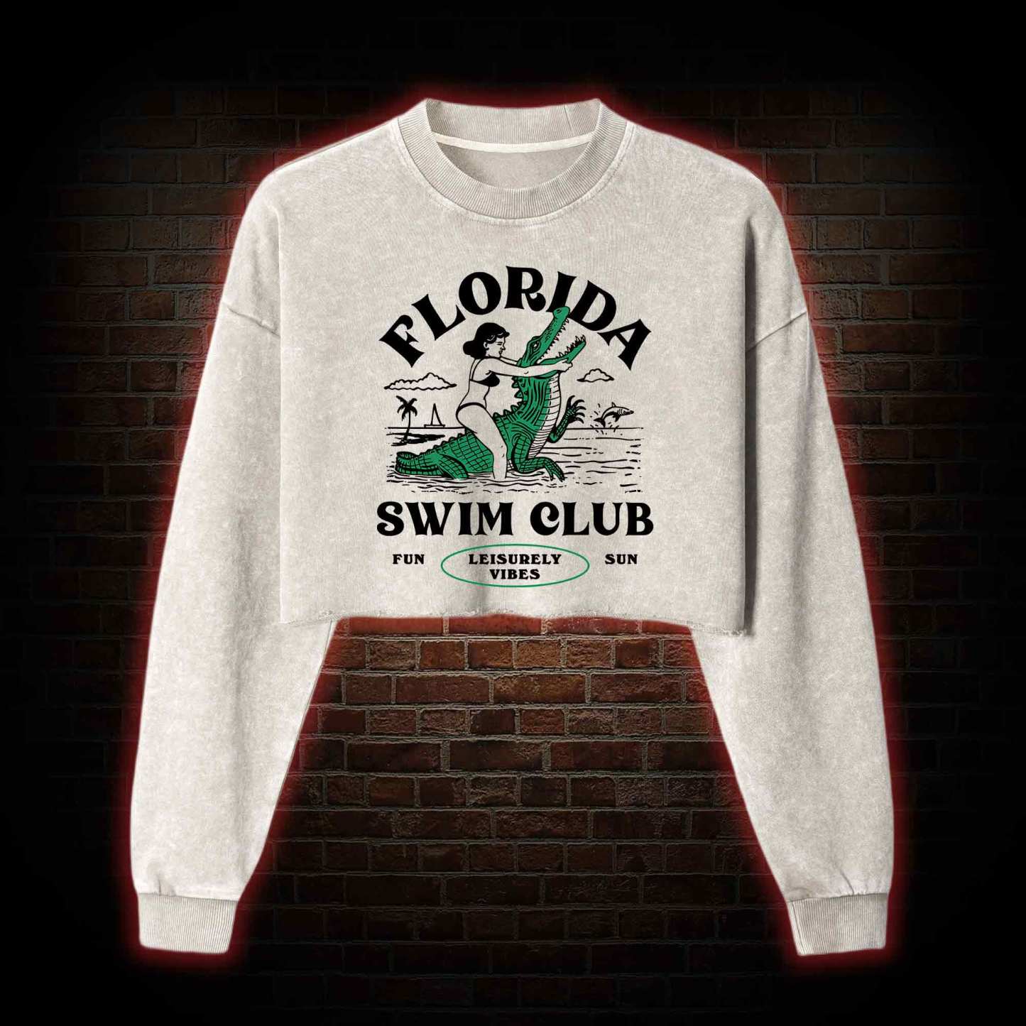 Florida Swim Club Washed Cropped Sweatshirts