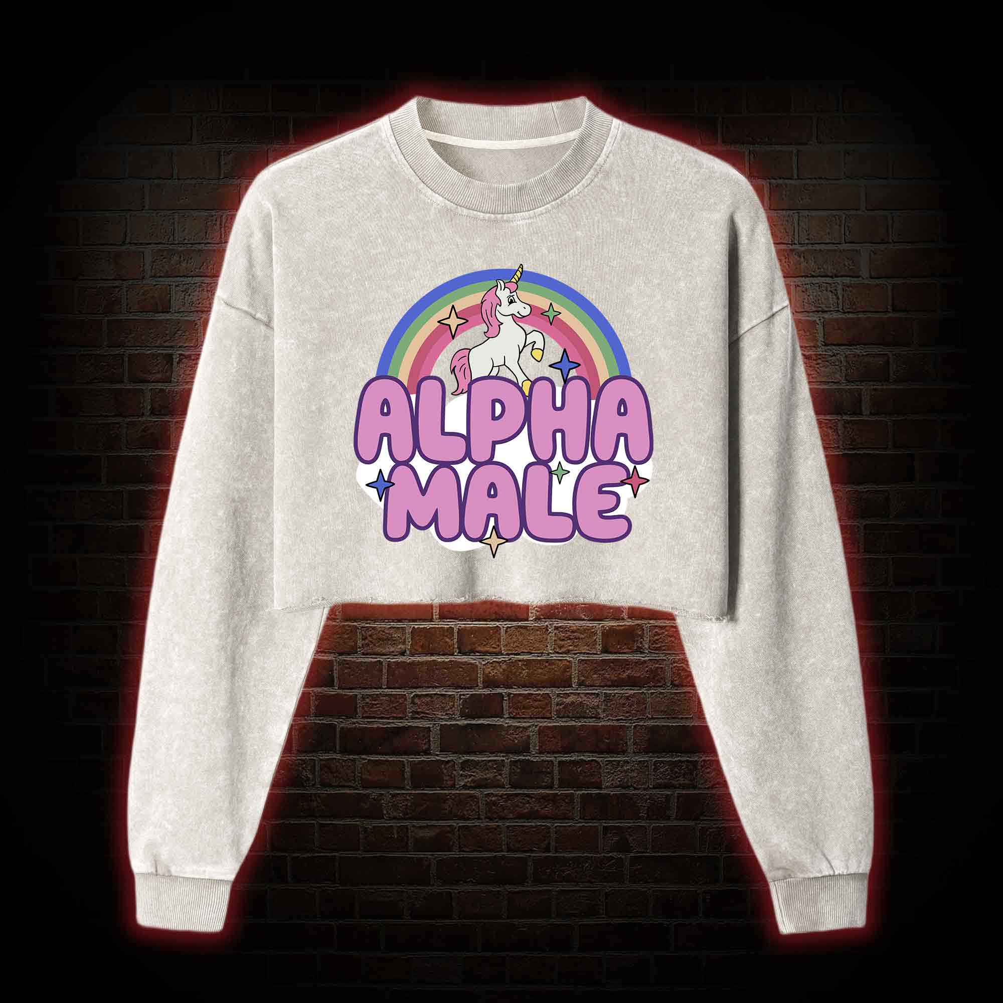 Alpha Male Washed Cropped Sweatshirts