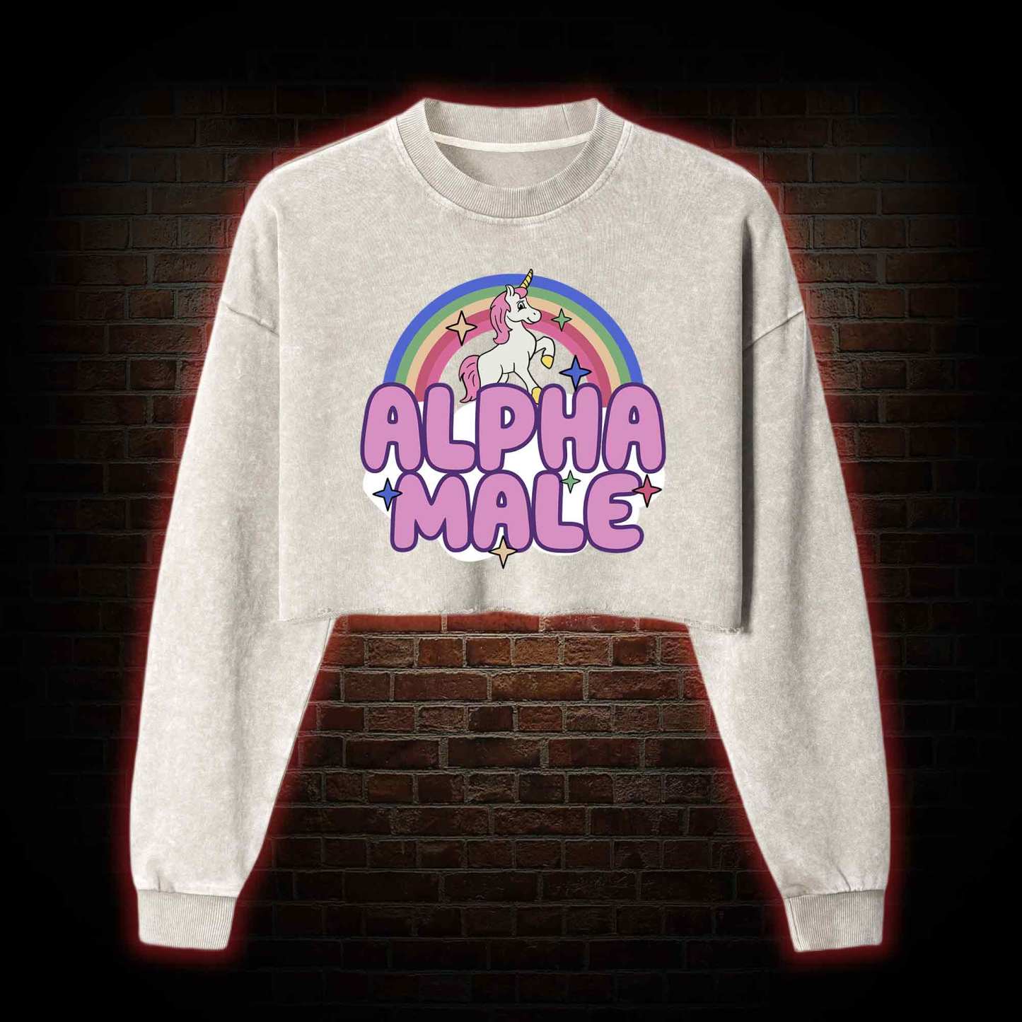 Alpha Male Washed Cropped Sweatshirts