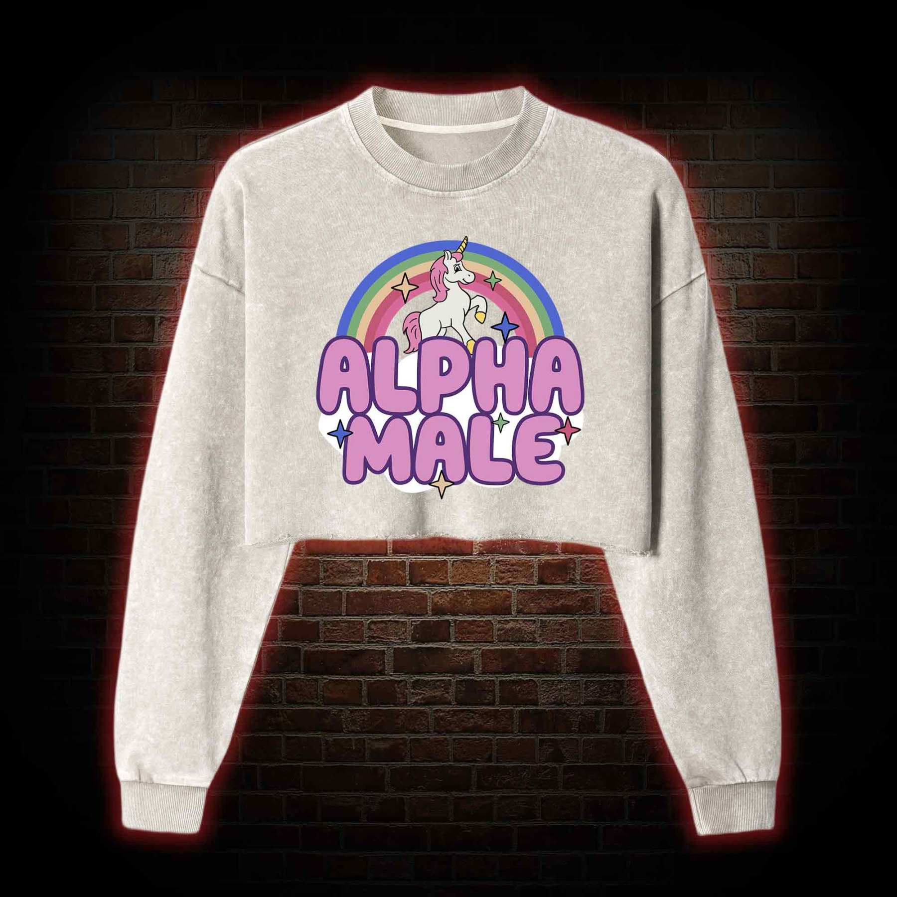 Alpha Male Washed Cropped Sweatshirts