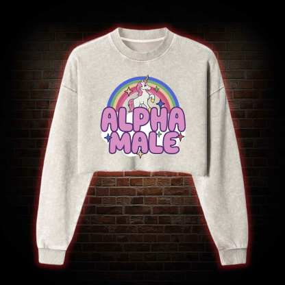 Alpha Male Washed Cropped Sweatshirts