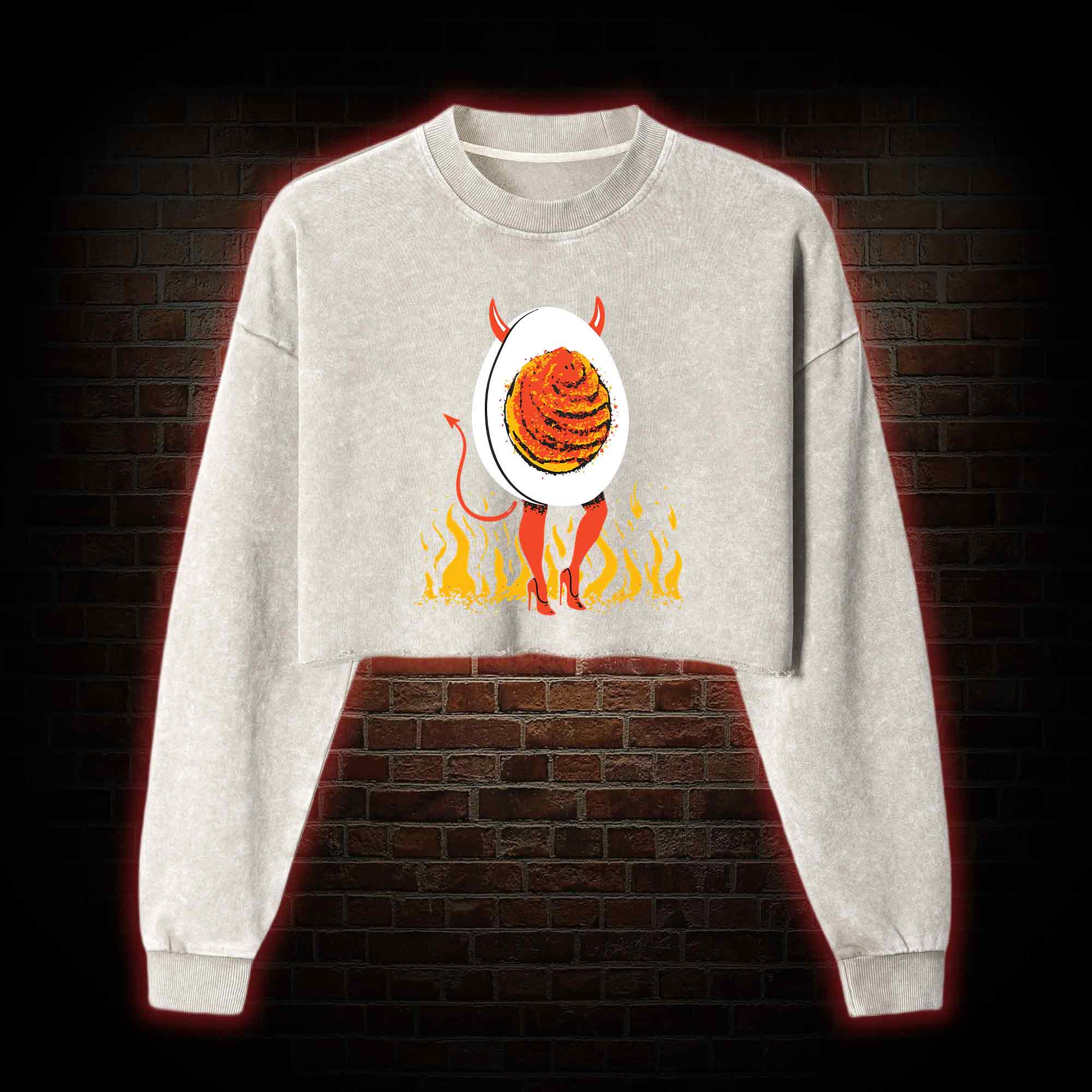 Deviled Egg Washed Cropped Sweatshirts