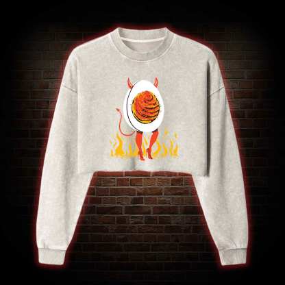 Deviled Egg Washed Cropped Sweatshirts