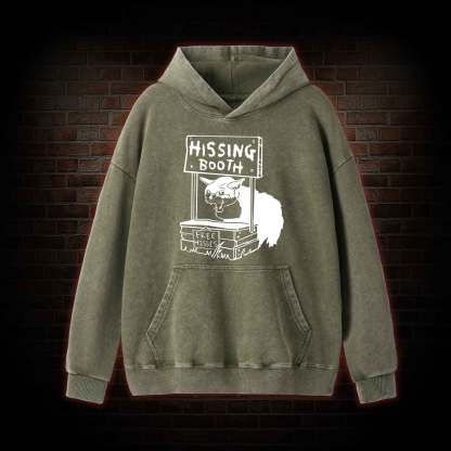 Cat Hissing Booth Washed Hoodie