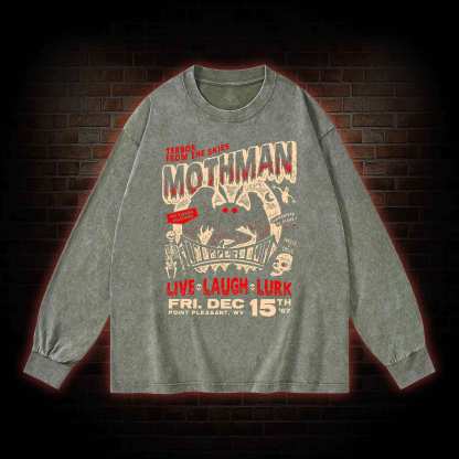 Mothman Live Laugh Lurk Washed Long-Sleeve T-shirt