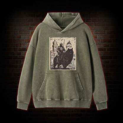 Knight Cat Rider Vintage Washed Hoodie