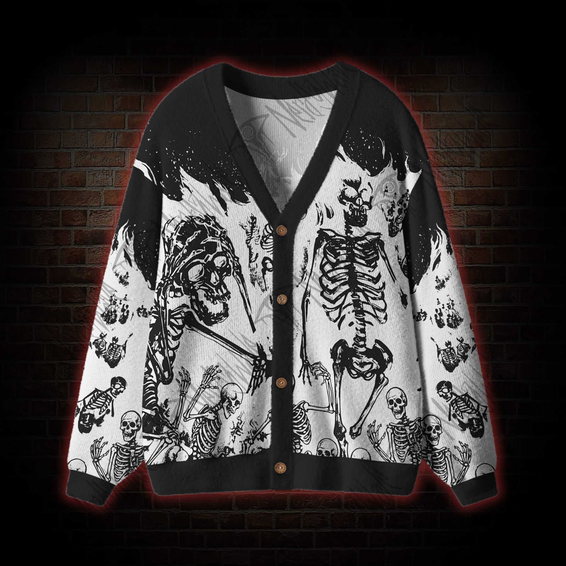 Burning Skeletons Cardigan Sweater