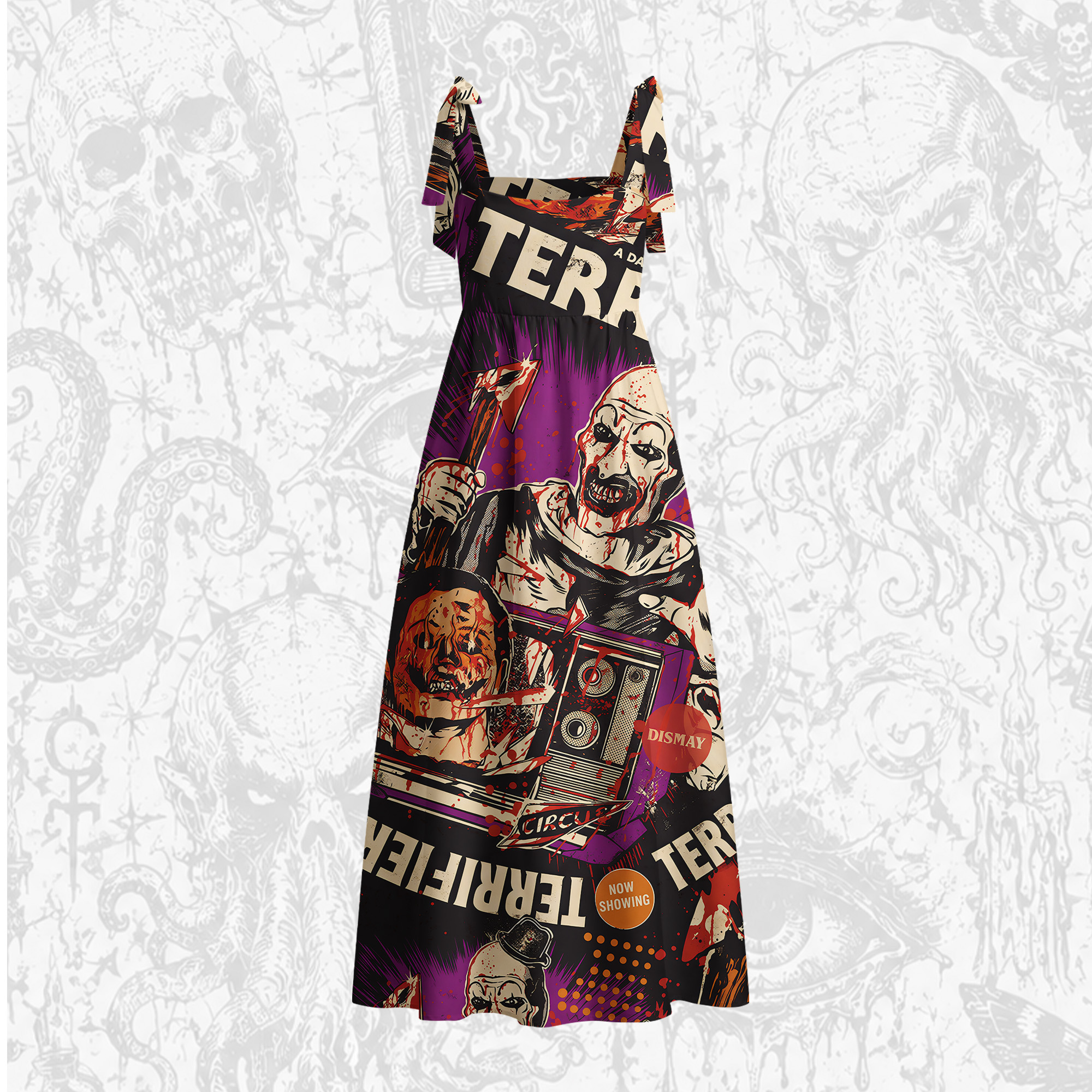 He's Not Clowning Around Tie Shoulder Maxi Dress