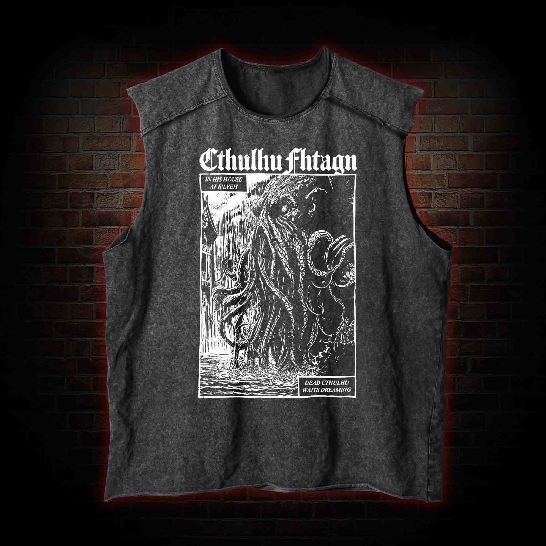 Cthulhu Fhtagn Washed Tank Top
