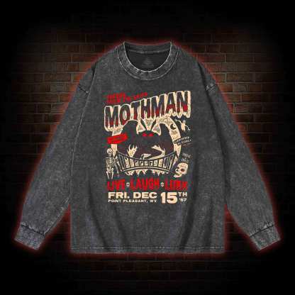 Mothman Live Laugh Lurk Washed Long-Sleeve T-shirt