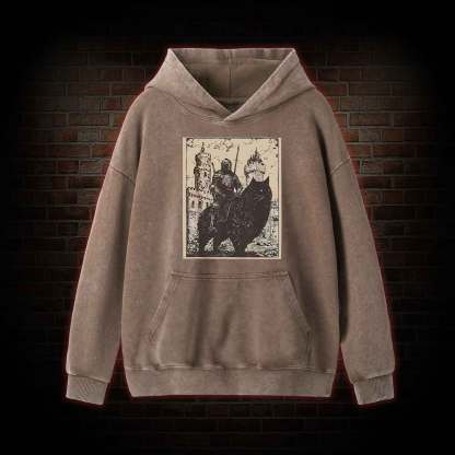 Knight Cat Rider Vintage Washed Hoodie