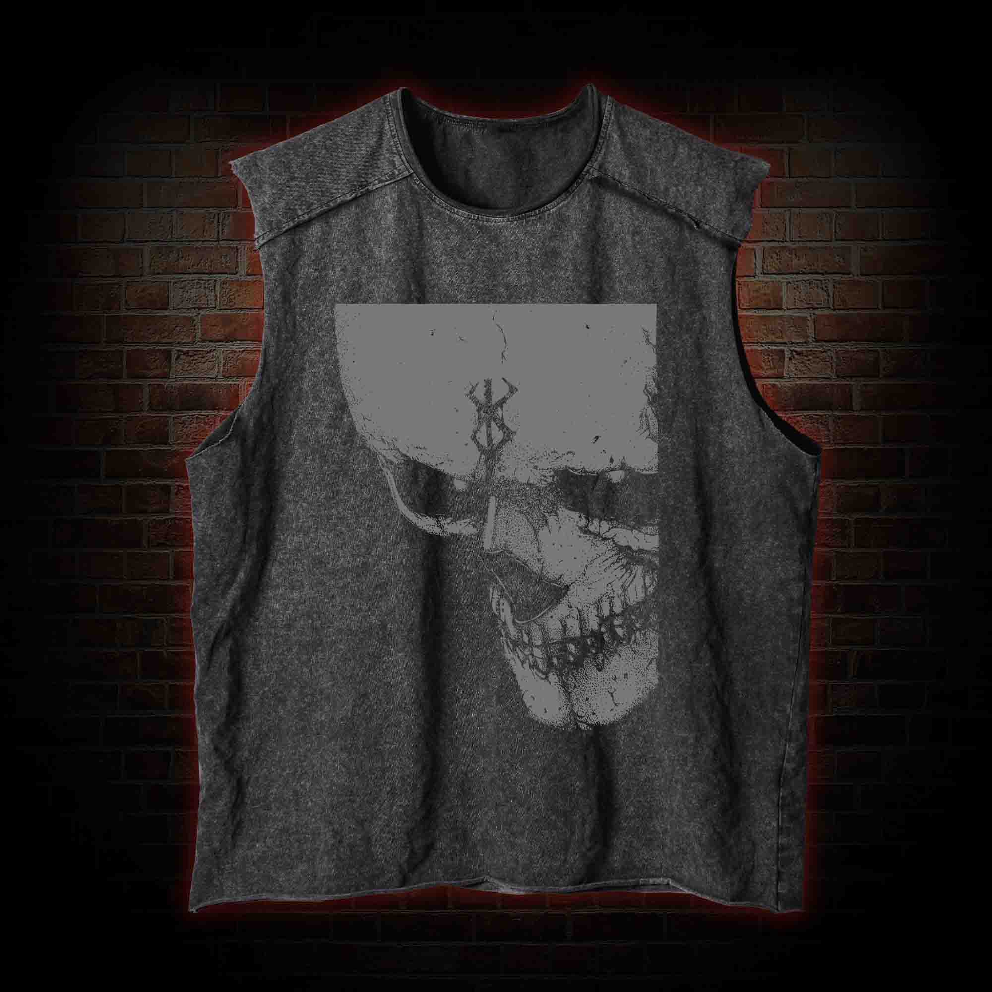 Dark Skull Knight Washed Tank Top