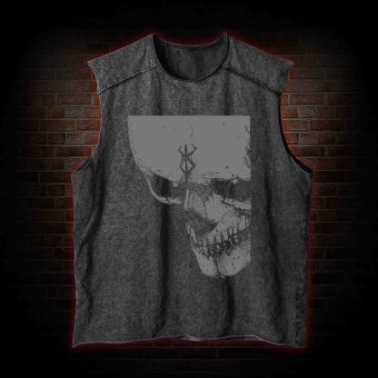 Dark Skull Knight Washed Tank Top