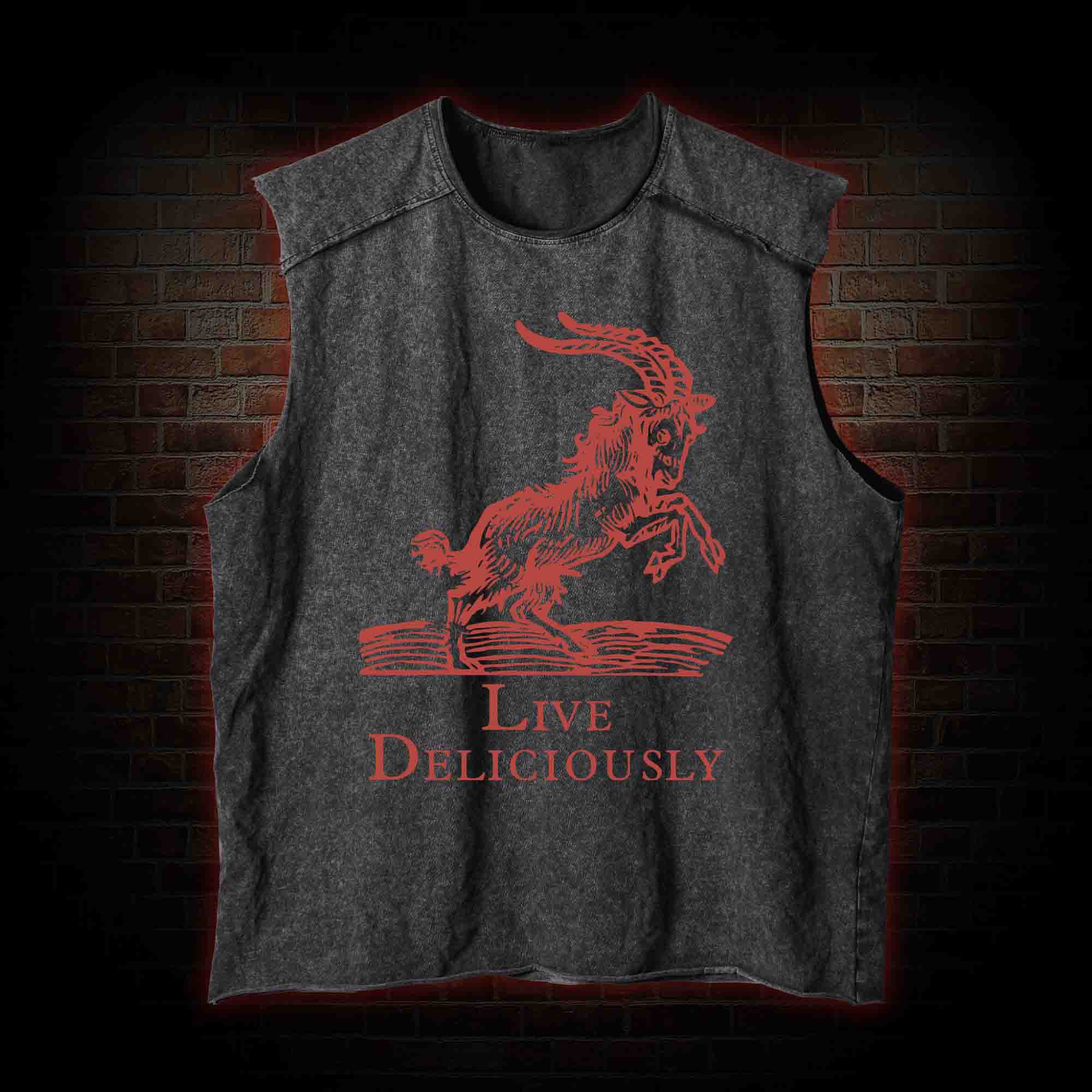 Live Deliciously Washed Tank Top
