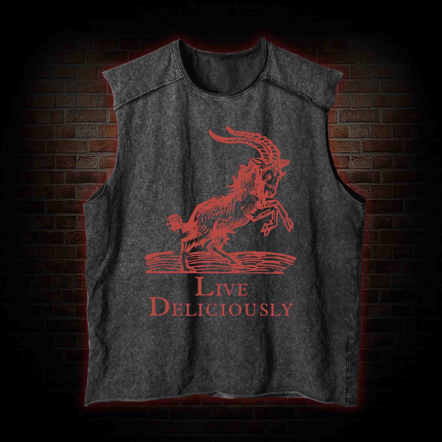 Live Deliciously Washed Tank Top