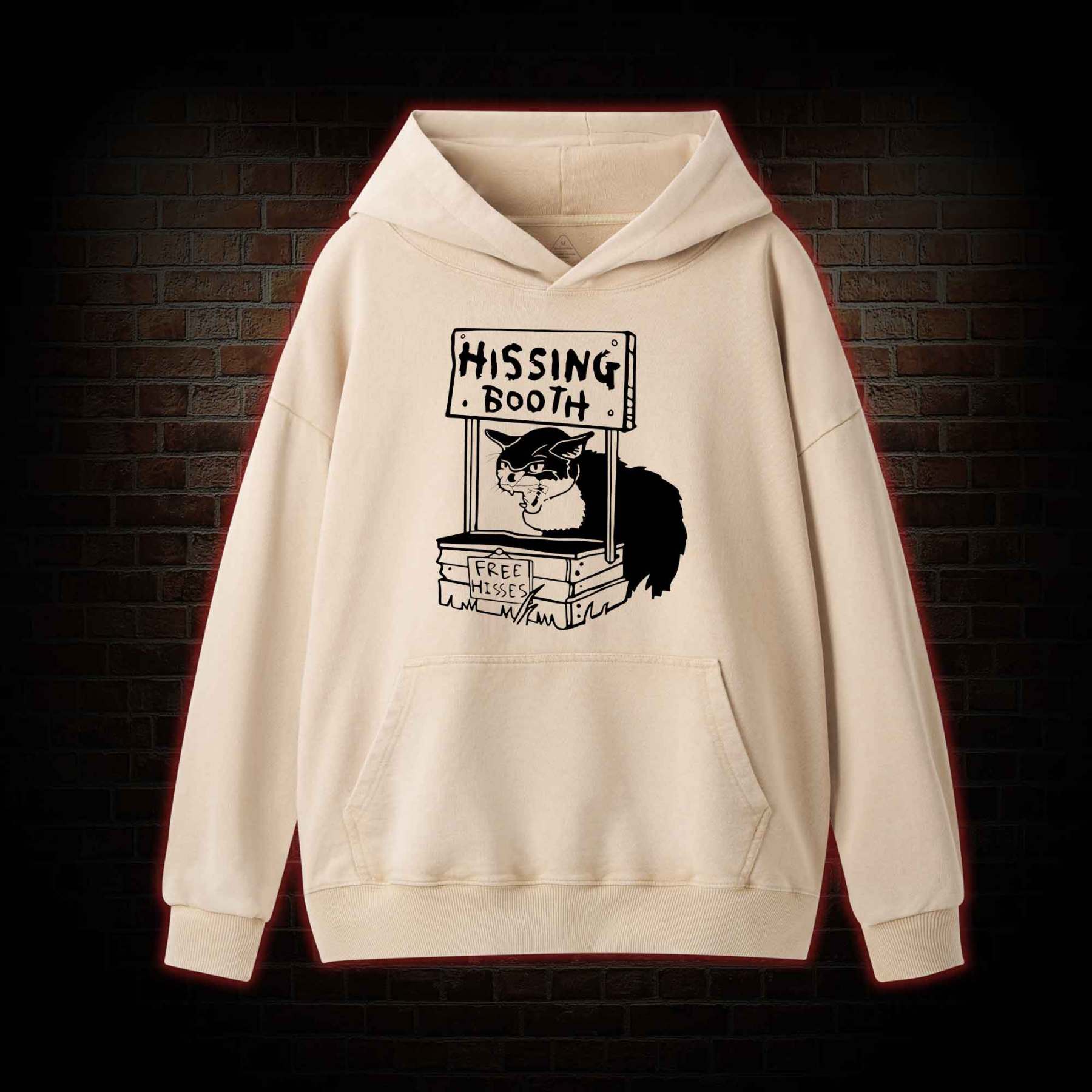 Cat Hissing Booth Washed Hoodie
