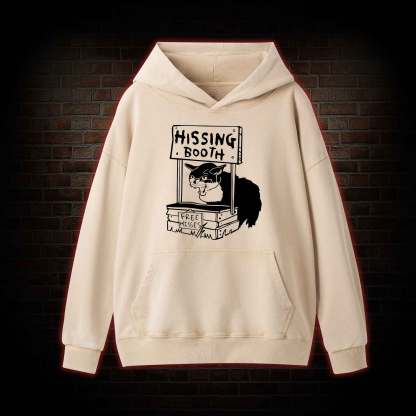 Cat Hissing Booth Washed Hoodie
