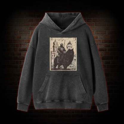 Knight Cat Rider Vintage Washed Hoodie