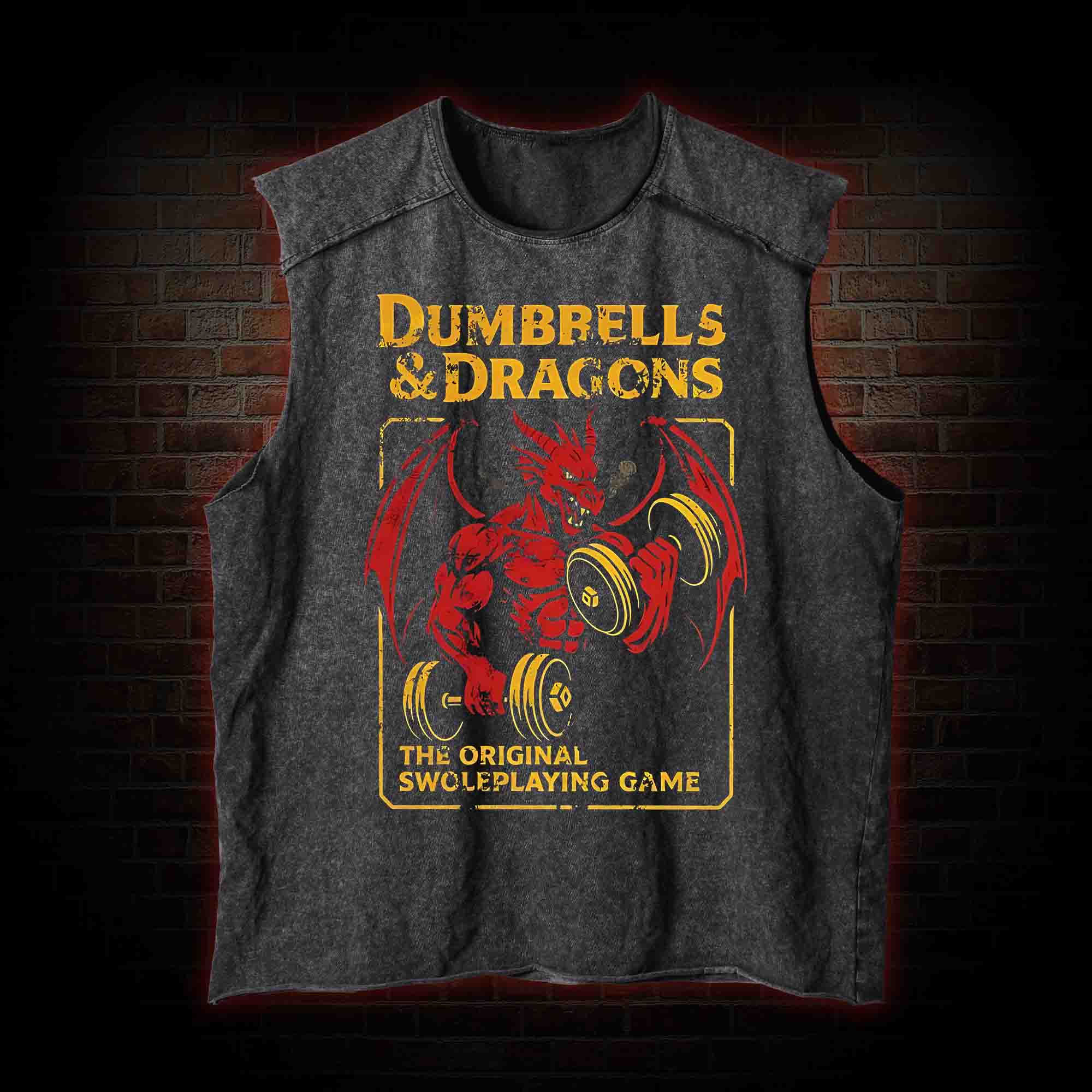 Dumbbells&Dragons Washed Tank Top