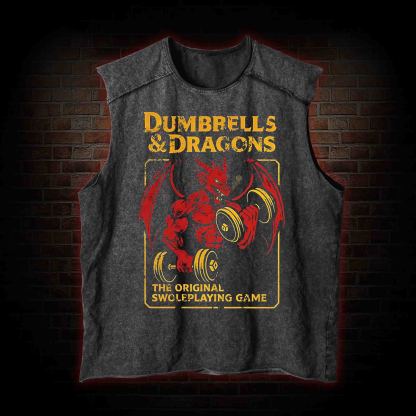 Dumbbells&Dragons Washed Tank Top