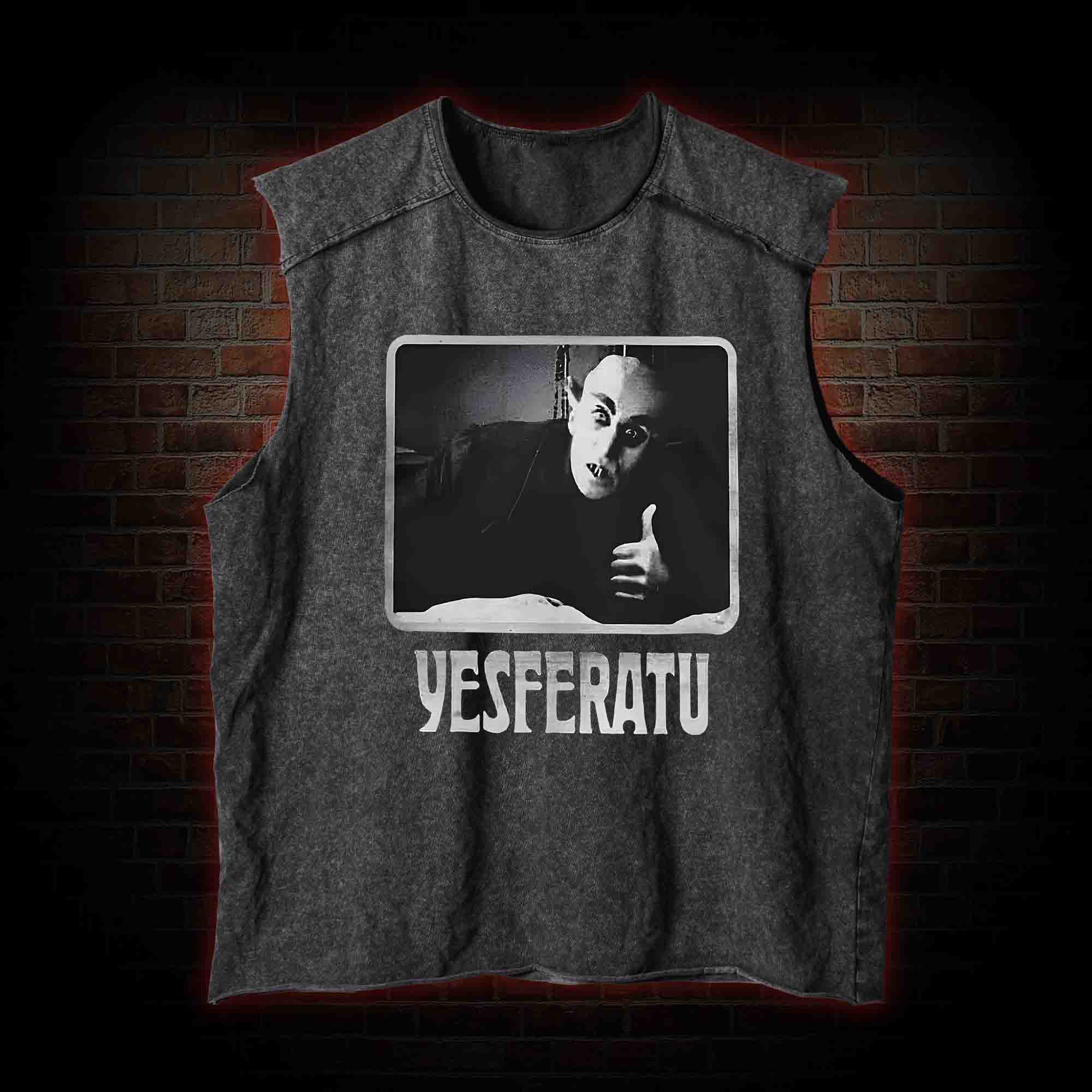 Yesferatu Funny Horror Retro Vintage Washed Tank Top
