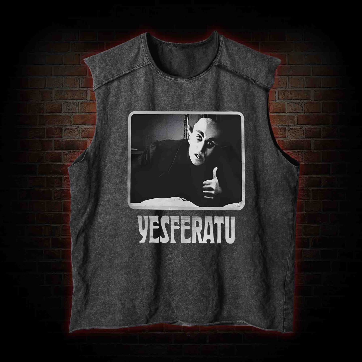 Yesferatu Funny Horror Retro Vintage Washed Tank Top