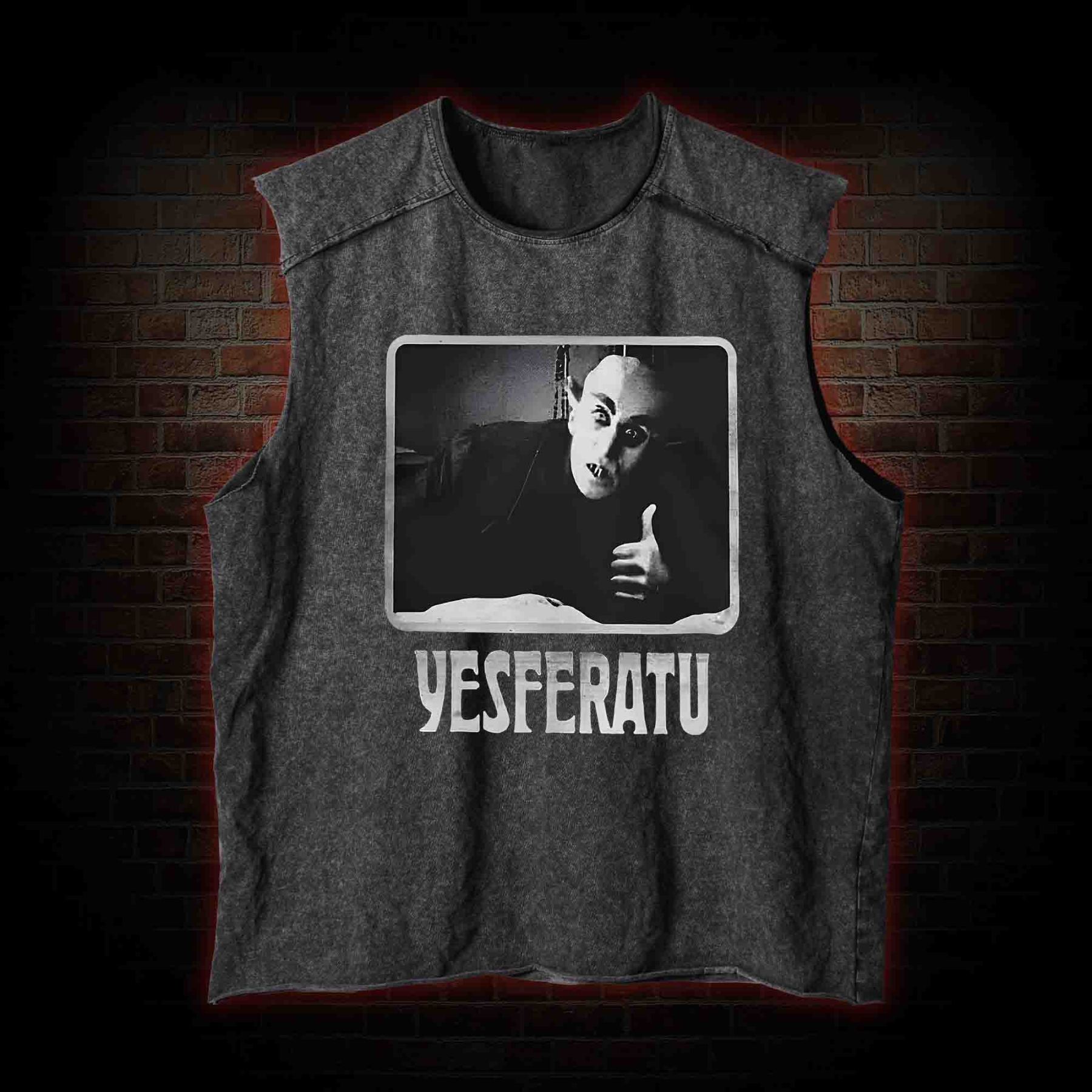 Yesferatu Funny Horror Retro Vintage Washed Tank Top