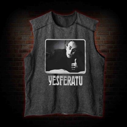 Yesferatu Funny Horror Retro Vintage Washed Tank Top