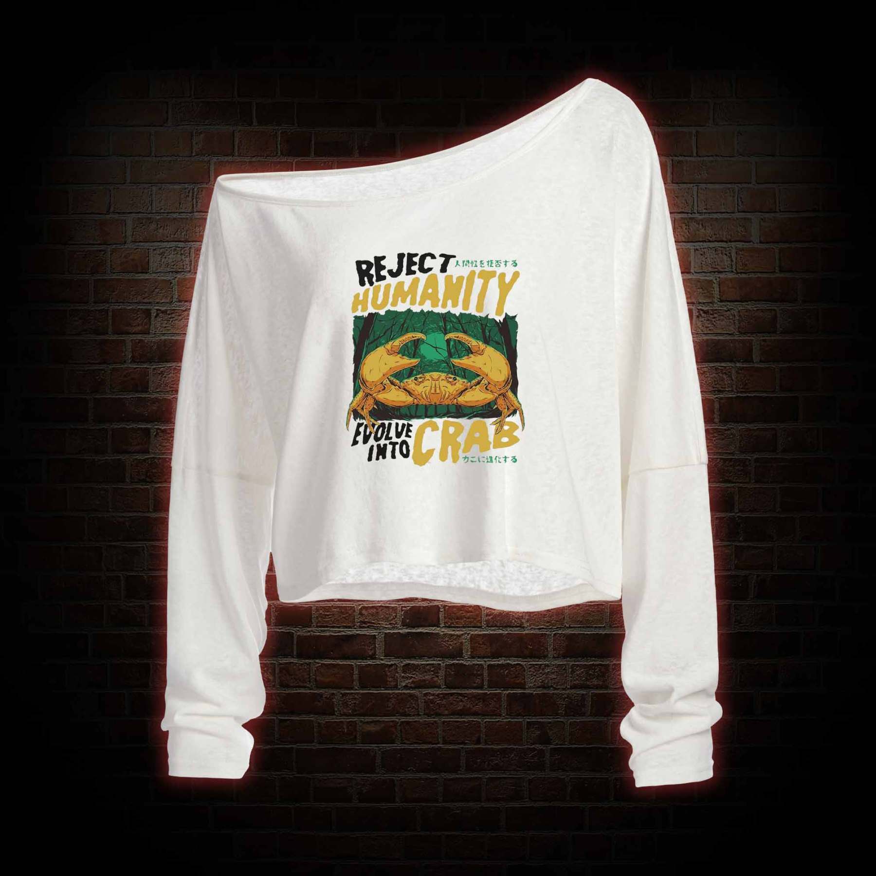 Reject Humanity Crab Off Shoulder Long Sleeve Top