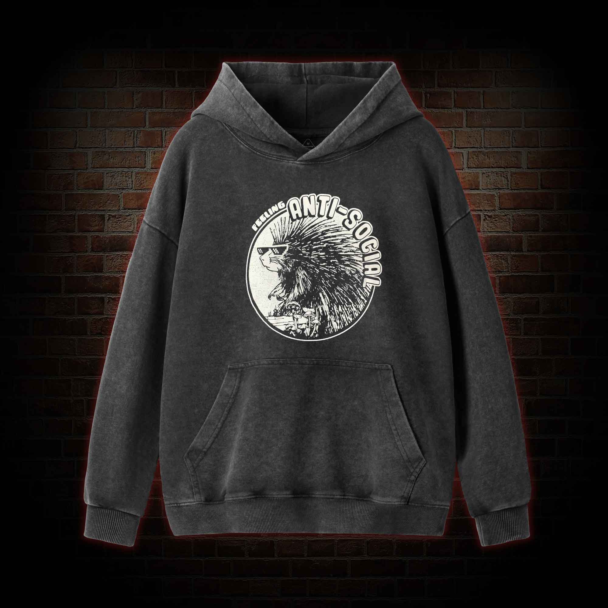 Feeling Anti-Social Washed Hoodie