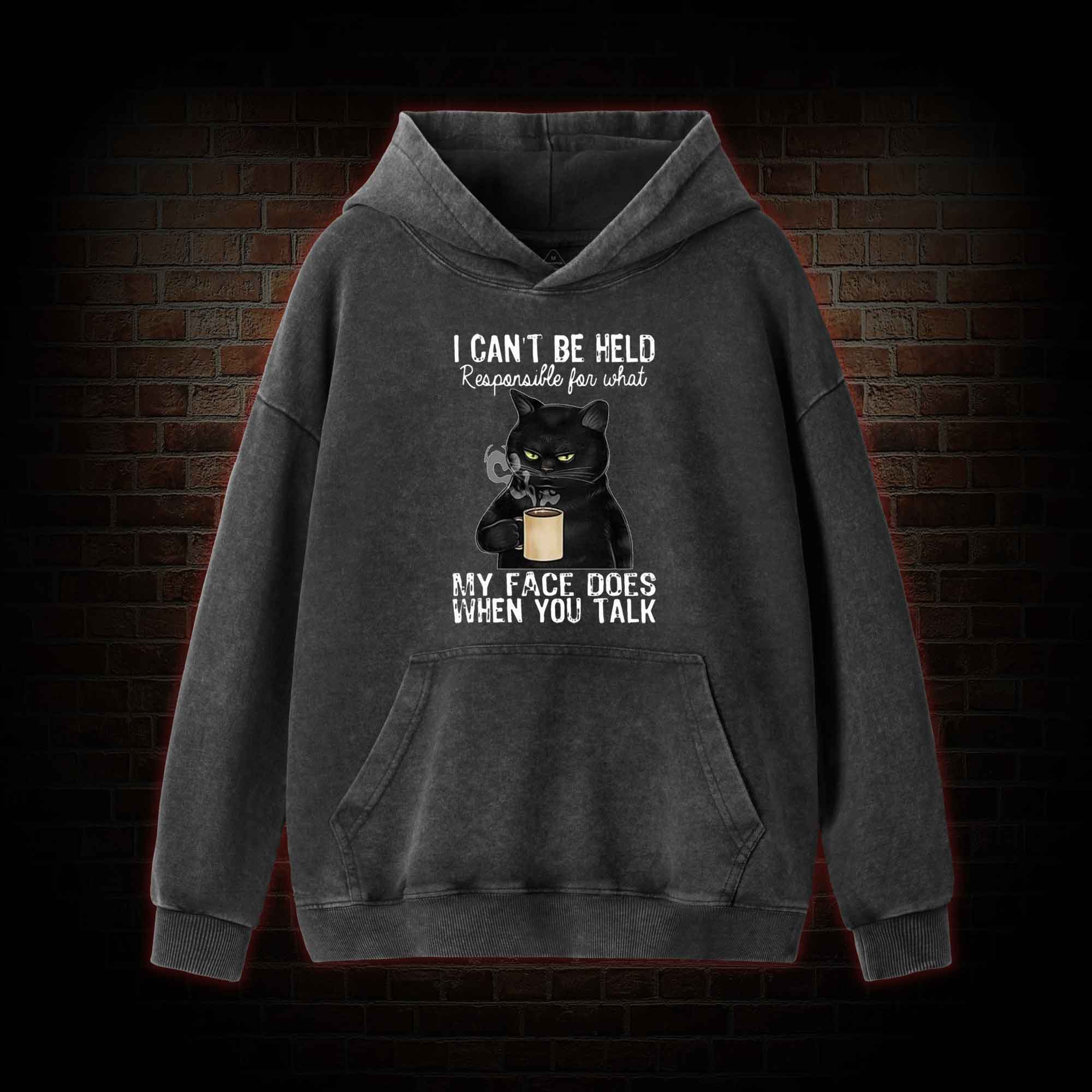 I Can’t Be Held Responsible For What My Face Does Washed Hoodie
