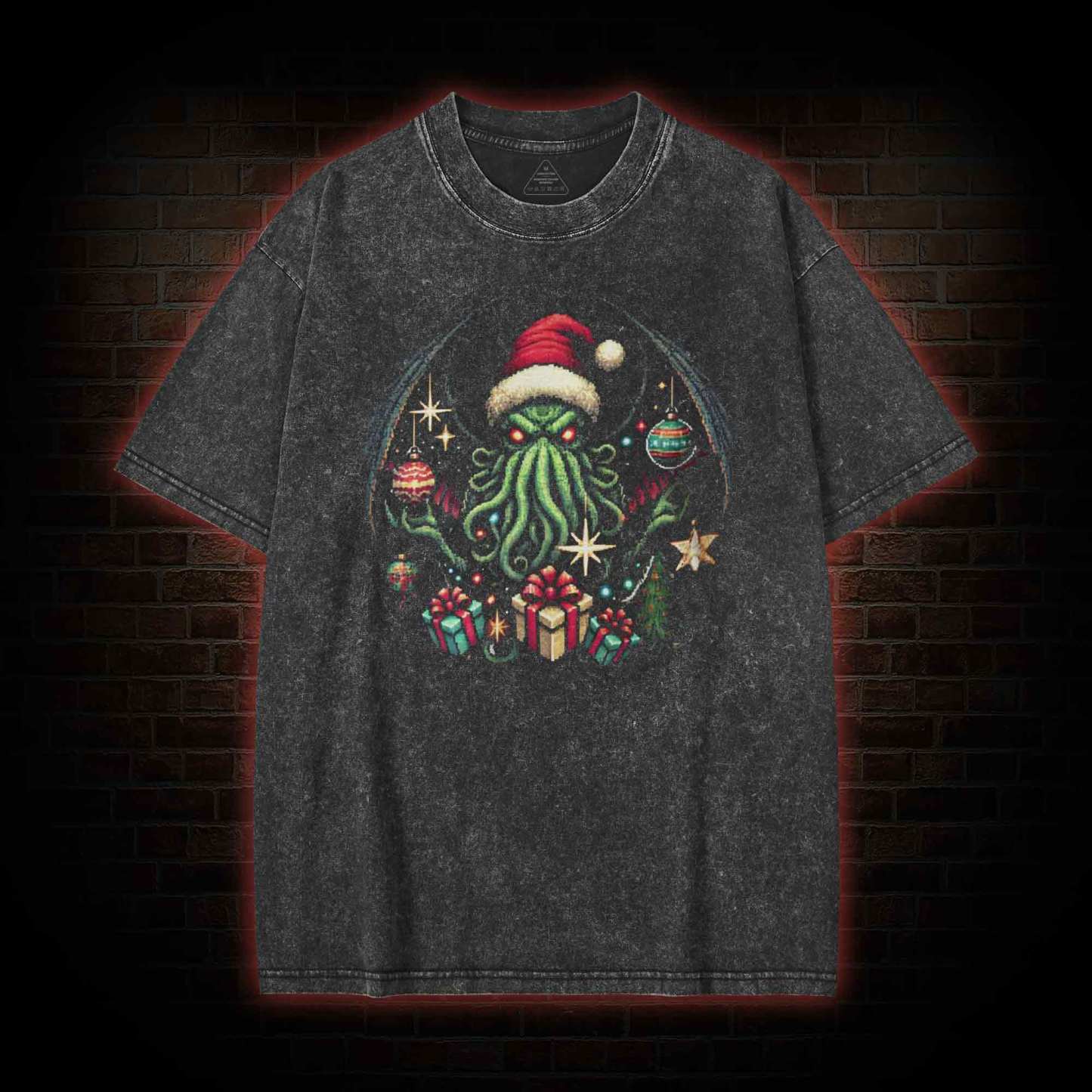 Cthulhu Christmas Washed T-shirt