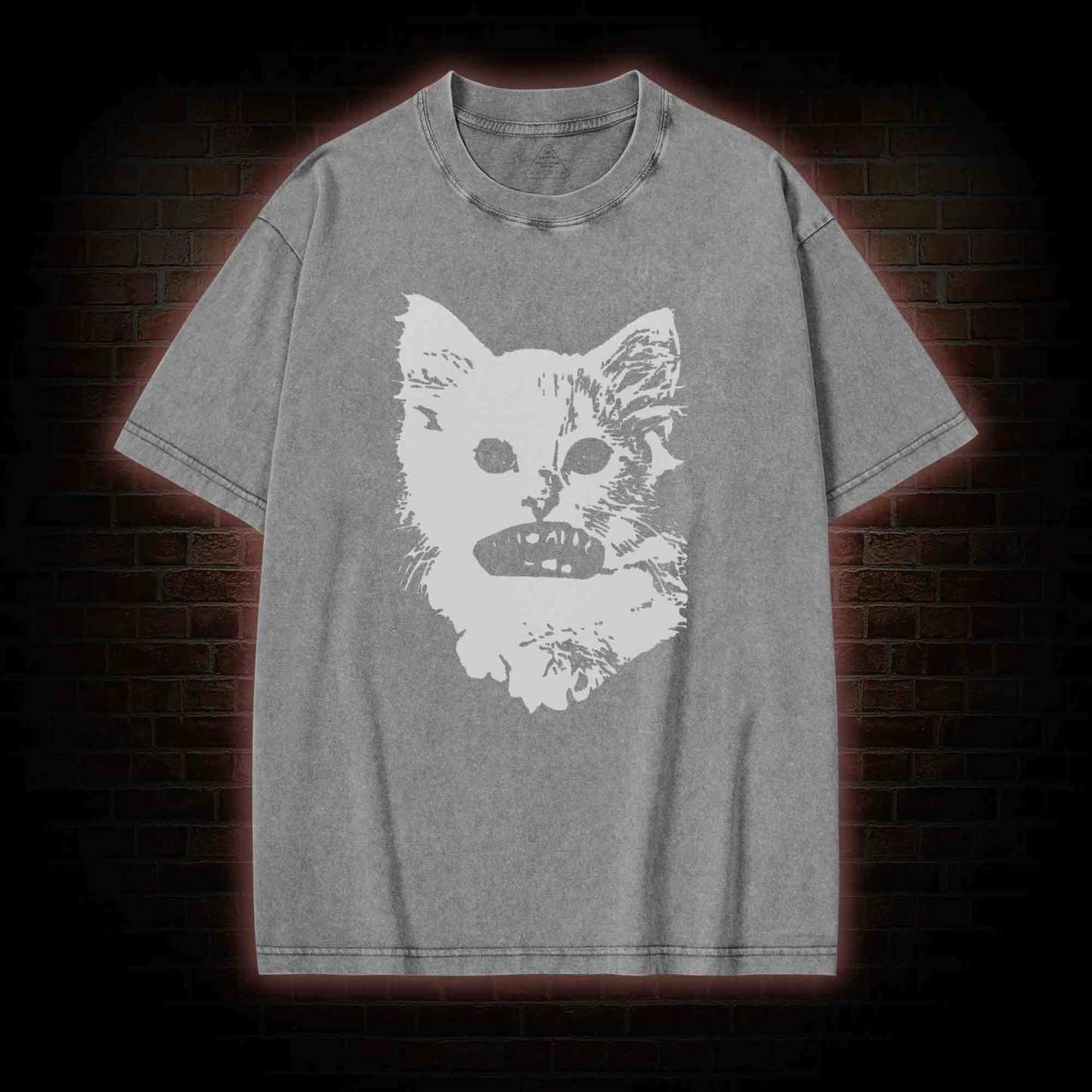 Weirdcore Cat Washed T-shirt