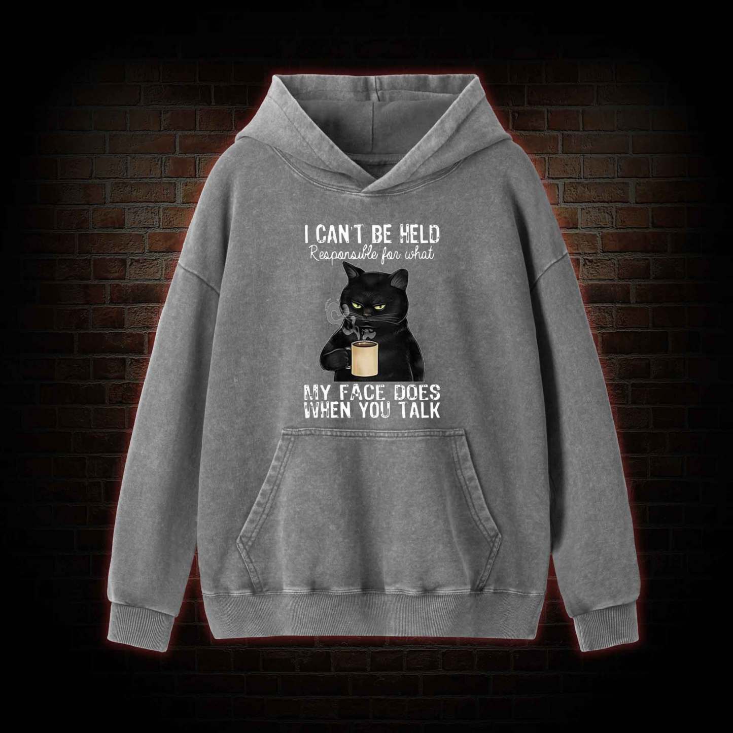 I Can’t Be Held Responsible For What My Face Does Washed Hoodie