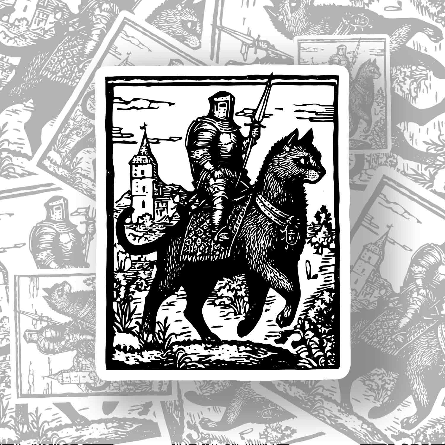 Knight Cat Rider Sticker