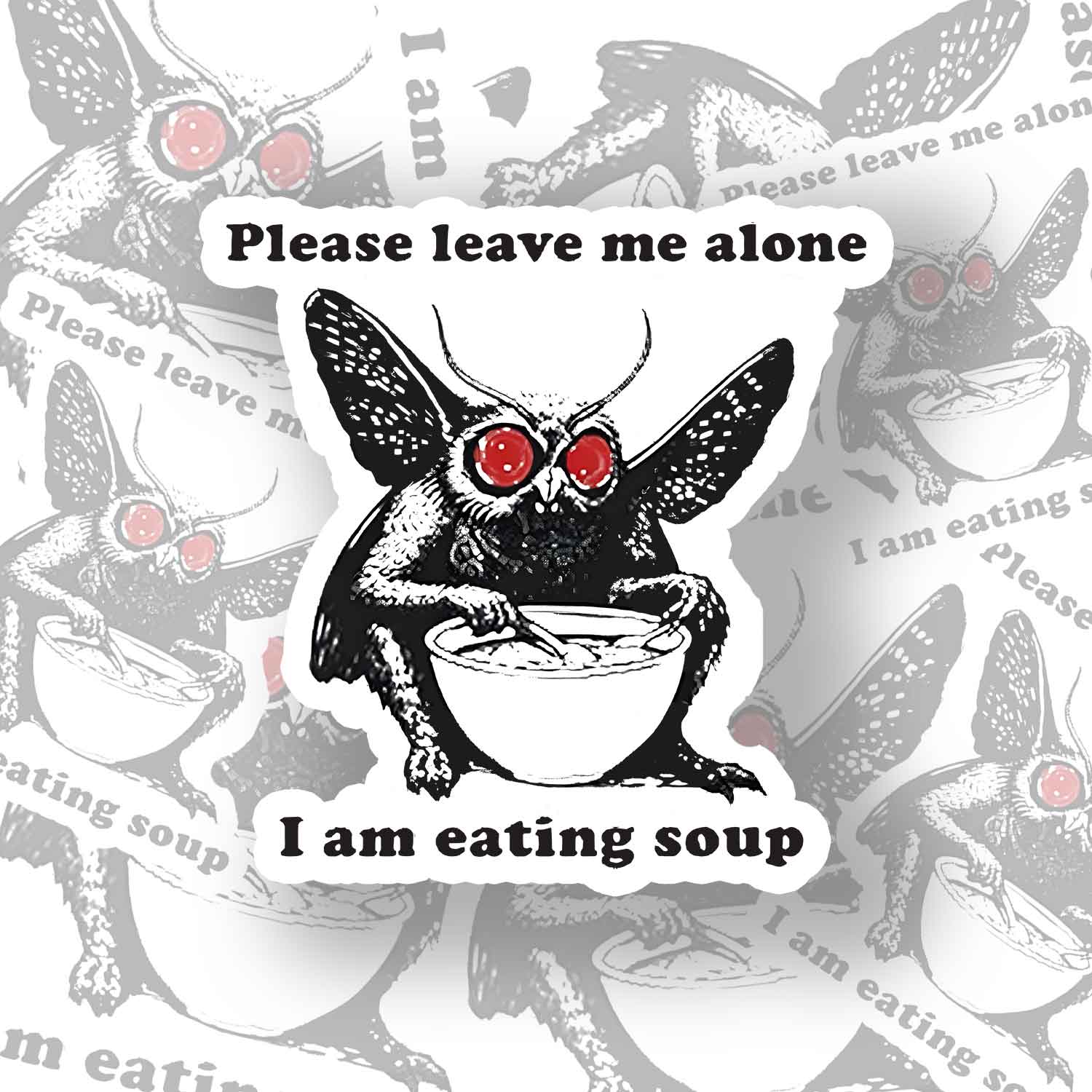 Mothman Eating Soup Sticker