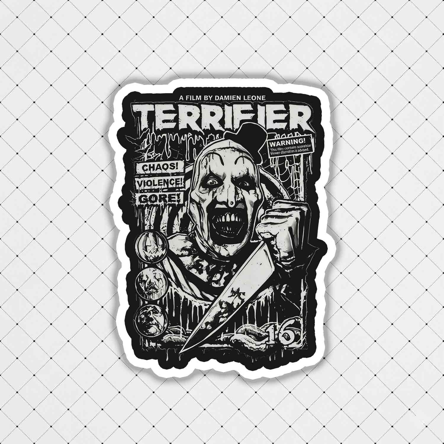 Warning Chaos Violence Bloodshed Sticker