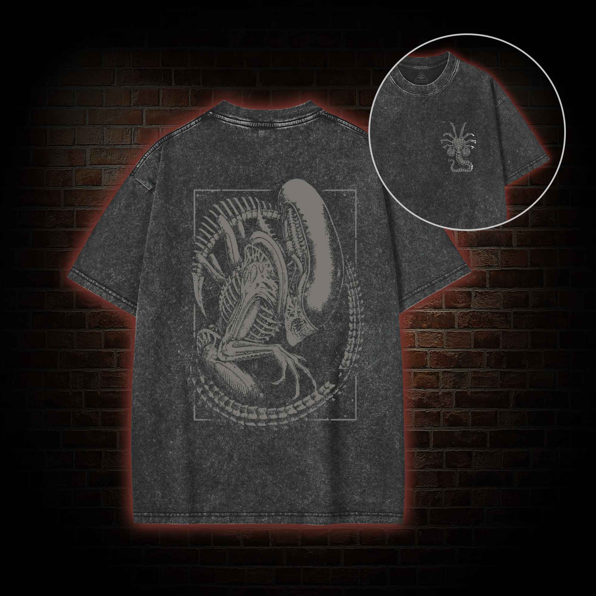 Alien Vintage Back Print Washed T-shirt