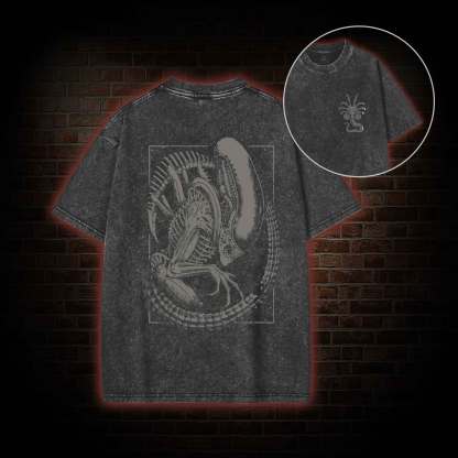 Alien Vintage Back Print Washed T-shirt