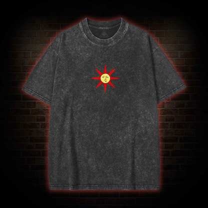 Praise the Sun Back Print Washed T-shirt
